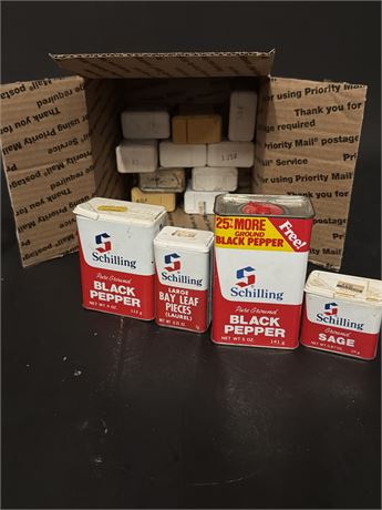 Collection of Vintage Schilling Spice Tins