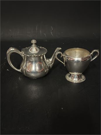 Two Pieces From A Silver-Plated Set-Tea/Coffee Pot & Sugar Bowl