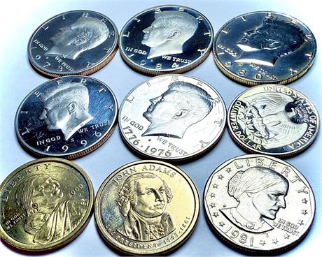 US COIN LOT - PROOF HALF DOLLARS &  SACAJAWEA / PRESIDENTIAL COINS