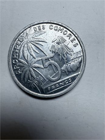 1964 Archipel Comores 5 Francs - Paris Mintage 1,000,000