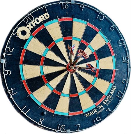Vintage Oxford Genuine Bristle 18” Tournament Dartboard- made in England