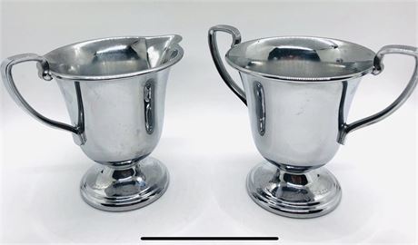 1960s Farberware NY Stainless Steel Sugar & Creamer Set