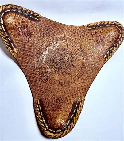 Aztec Mayan Mexico Leather Tripod Folding Saddle Seat Stool Cover