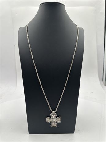 Silpada Sterling Silver Posh Principles Etched Cross Necklace N3185