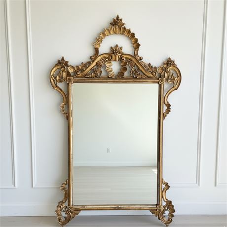 Italian La Barge Rococo-Style Gilt Carved Wood Wall Mirror