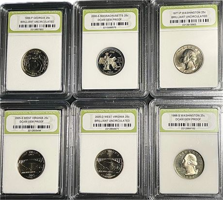 INB Graded U.S. Quarter Lot – State & Washington Quarters (BU & Proof)