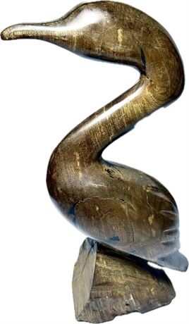 Hand-Carved Wooden Bird Sculpture