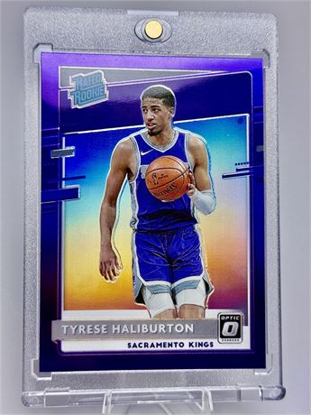 TYRESE HALIBURTON RATED ROOKIE PURPLE OPTIC