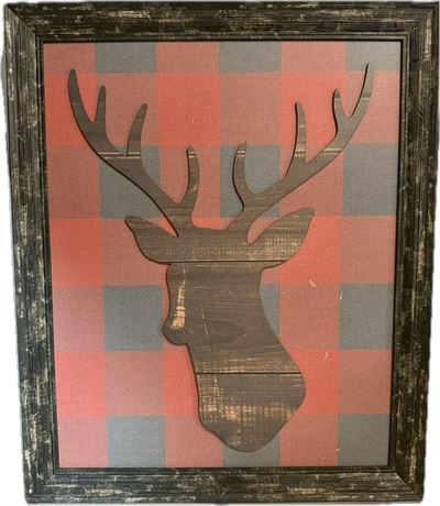 Buffalo Plaid Deer Head Wall Art.