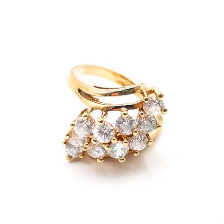 Gold-Plated Cubic Zirconia Cluster Cocktail Ring