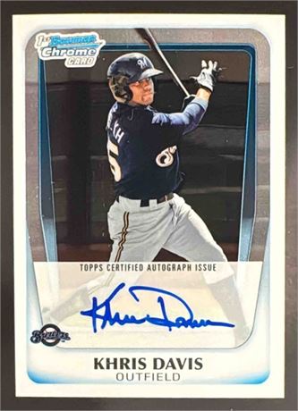 2011 Bowman Chrome Khris Davis #BCP163 Prospect Autographs Auto Brewers