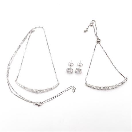 925 Sterling Silver Jewelry Set with Cubic Zirconia