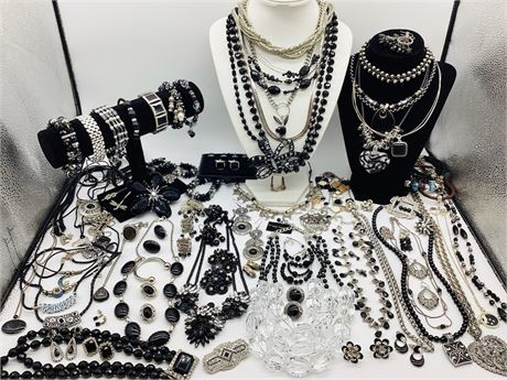 Silver tone and Black Jewelry