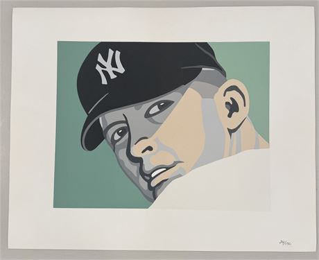 Original Mickey Mantle Serigraph Yankees Premier LE Hand Numbered /150 16x20"