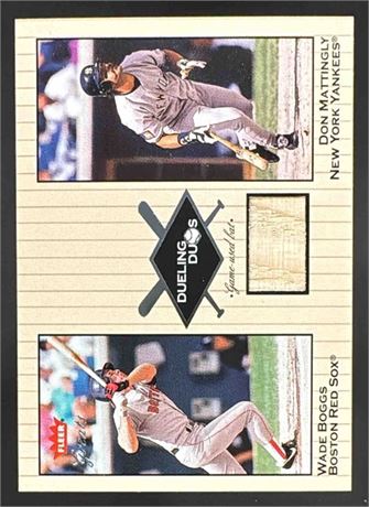 2002 Fleer Dueling Duels Don Mattingly and Wade Boggs Game Used Bat Card