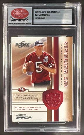 2002 Score Jeff Garcia #22 QBC Materials 49ers
