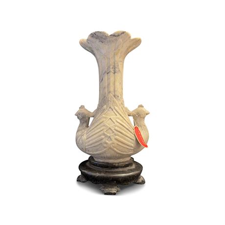 Asian Handcrafted Marble Peacock Vase, 1960s-70s