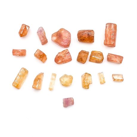 Group Of Nineteen Natural Uncut Imperial Topaz Gemstones