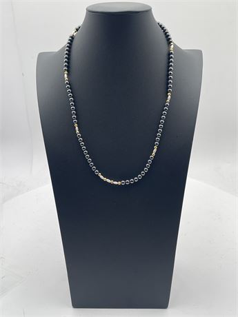 Vintage Single-Strand Hematite Beaded Necklace