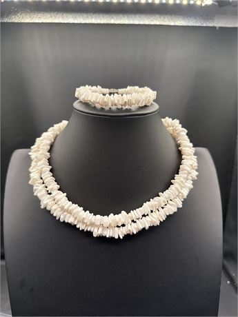 Two Hawaiian-Style Clam Chip Necklaces & One Bracelet