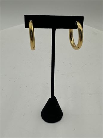 Pair Of Gold-Tone Hoop Earrings