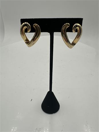 Pair Of Gold-Tone Open Heart Post Earrings