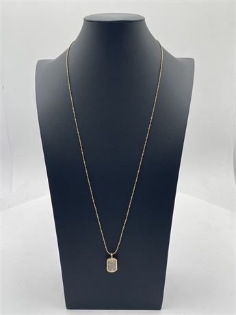 Gold-Tone Ball Chain Dog-Tag Necklace "Faith"