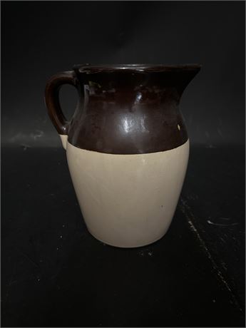 American Two-Tone Bristol & Albany Slip Stoneware Pitcher, c. 1890–1940