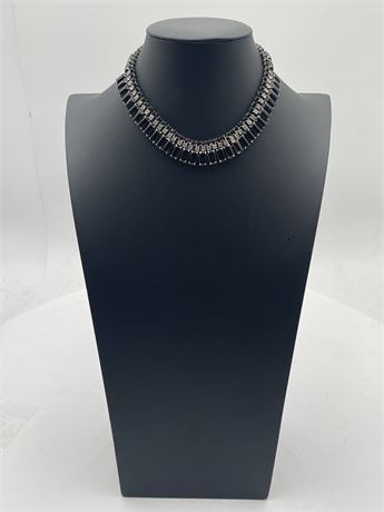 Black And Clear Rhinestone Choker Necklace