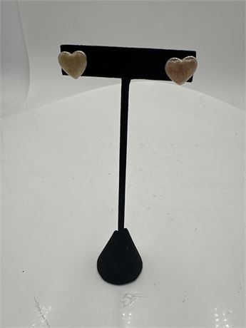 Pair Of Gold-Tone Heart-Shaped Stud Earrings