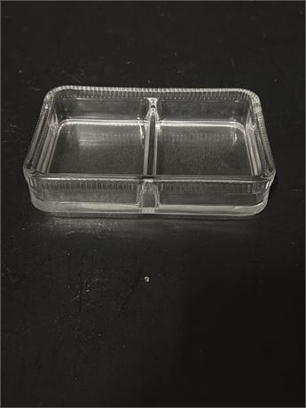 Clear Glass Dual-Compartment Storage Container