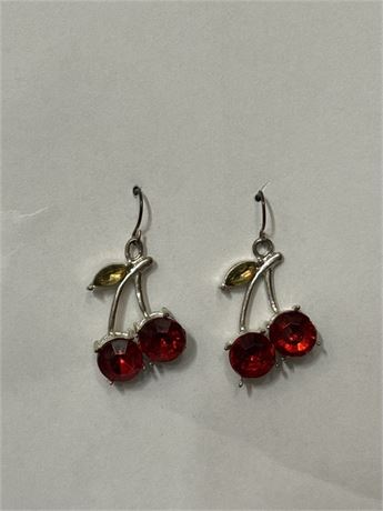Pair Of Cherry-Themed Dangle Earrings