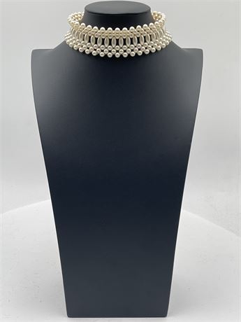 Vintage Elasticized Woven Faux Pearl Choker