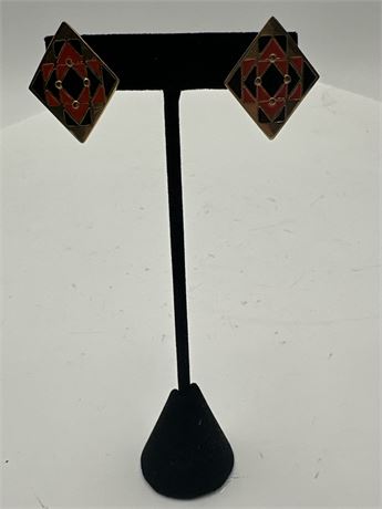 Pair Of Geometric Diamond-Shaped Stud Earrings