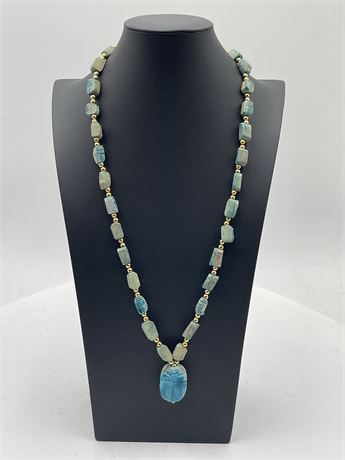Vintage Egyptian Revival Style Scarab Necklace