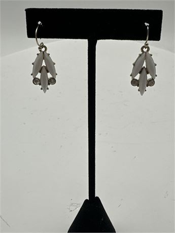 Pair Of Vintage-Style Dangle White Stone Earrings