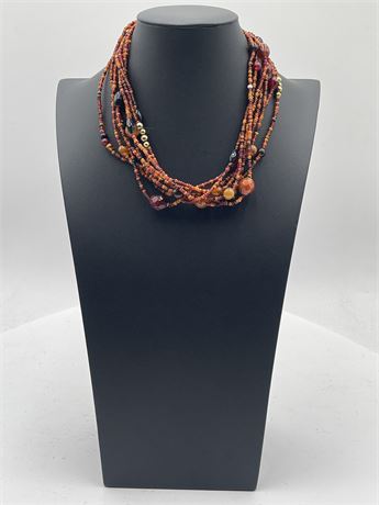 Vintage Multi-Strand Beaded Statement Necklace