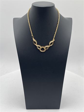 Vintage Gold-Tone Necklace With Ornate Link Pendant