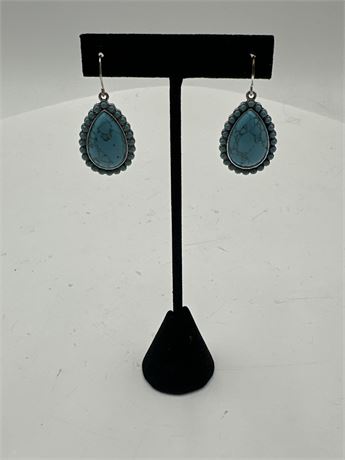 Chaps Blue Stone Teardrop Earrings