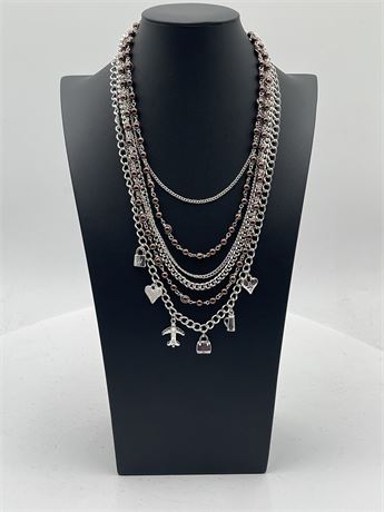 Multi-Chain Necklace With Charm Accents