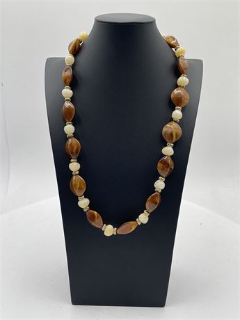 Vintage Beaded Necklace With Large Swirled Resin Beads