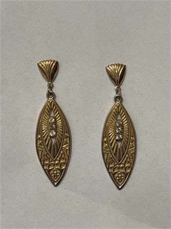 Pair Of Bronze-Toned Dangle Art Deco Style Earrings