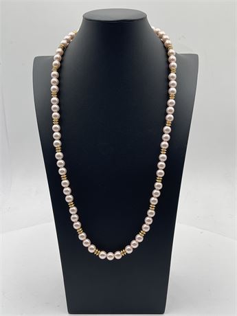 Vintage Pink Faux Pearl Necklace