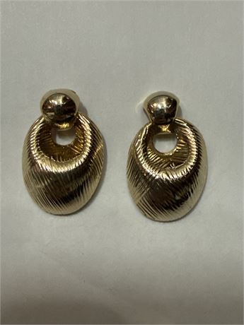 Pair Of Gold-Tone Door Knocker Post Earrings