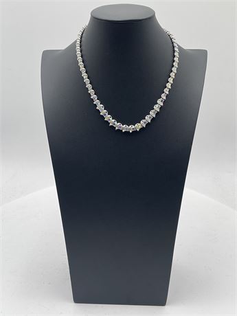 Vintage Silver-Tone Choker With Aurora Borealis