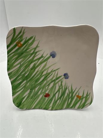 Square Ceramic Serving Plate With Nature-Inspired Design