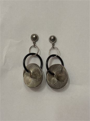Pair Of Silver-Tone Kinetic Wire Dangle Post Earrings