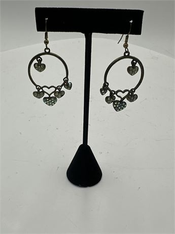 Pair Of Vintage-Style Heart Design Earrings