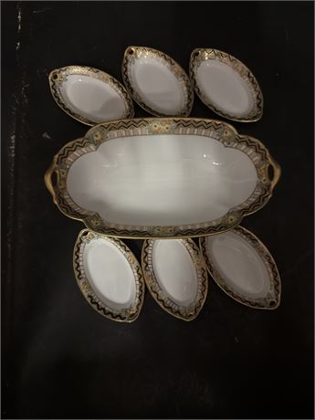 Antique Nippon Porcelain Celery Serving Set