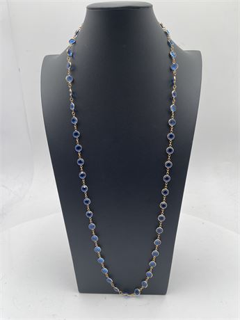 Swarovski Opera Necklace With Blue Bezel-Set Crystals